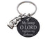 Lamp Charm Keychain with Engraved Aluminum Disc with "My Lamp O Lord Lighten My Darkness"; Religious Keychain