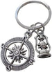 Camping Keychain, Compass and Lantern Charm Keychain