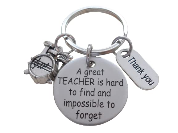 Drum Teacher Keychain with Drum Set Charm; Music Teacher Appreciation Keychain