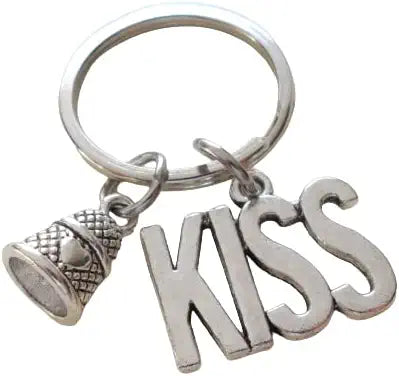 Thimble Keychain with Kiss Word Charm - Peter Pan's Kiss