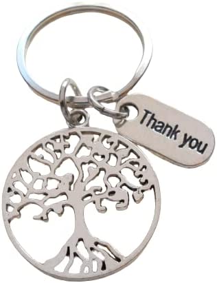 Tree Keychain with Thank You Charm, Community Appreciation Keychain