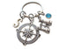 Custom Compass Charm Keychain with Binoculars Charm and Personalized Letter Charm, Summer Camp or Youth Camp Keychain