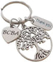 Board Certified Behavior Analyst Keychain; Keychain with Tree, BCBA Heart, and Thank You Charm; Appreciation Gift
