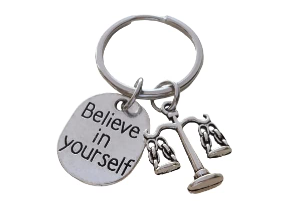 Law Scales Charm Keychain with Believe in Yourself Charm