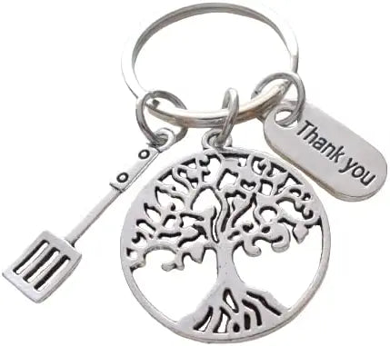 Food Server Keychain, Tree and Small Spatula Charm Keychain, Thank You Appreciation Keychain