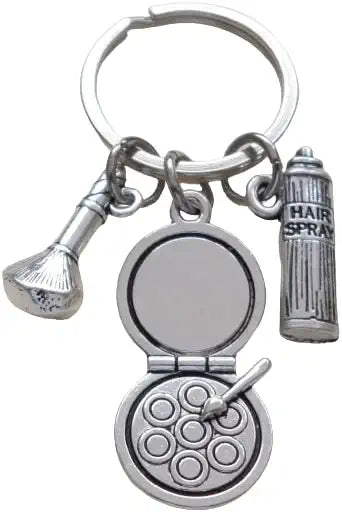 Hair Stylist & Makeup Artist Keychain, Brush, Hairspray, & Makeup Charms Keychain