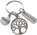 Small Tree Charm Keychain with Family Circle Charm & Beautiful Tag Charm, Family Reunion Keychain