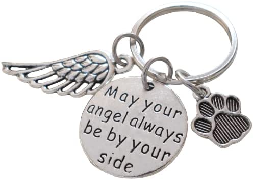 Paw & Wing Charm with "May Your Angel Always Be By Your Side" Disc Charm, Pet Memorial Charm