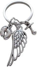 Baby Feet Charm & Wing Charm Keychain with Pacifier Charm, Baby Loss Memorial Keychain