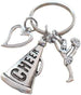 Cheerleader Charm Keychain with Cheerleader, Heart Charm & Cheer Megaphone Charm, Cheerleading Keychain