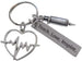 Medical Charm Keychain with Heart Beat Charm & Syringe Charm, and "Teach. Love. Inspire." Engraved Tag, Medical Professional or Professor Keychain