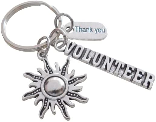 Volunteer Keychain with Sun & Thank You Charm, Volunteer Appreciation - Thanks for Helping Our Students Shine