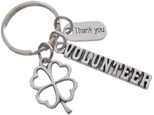 Volunteer Appreciation Gift, Thank You Tag and Clover Charm Keychain, Lucky to Work with You!