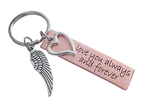 Custom Engraved Memorial Charm Keychain with Heart & Wing Charm, Family Loss Gift, Miscarriage Stillborn, Memorial Keychain