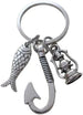 Fishing Keychain with Fish Hook, Lantern & Fish Charm - Thanks for All the Great Adventures