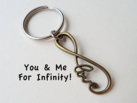 Bronze Infinity Love Symbol Keychain - You And Me For Infinity; 8 Year Aniversary Gift, Couples Keychain