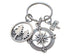 Camping Charm Keychain with Mountain & Pine Tree Scene Charm, Compass Charm & Camp Sign Charm