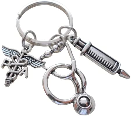 Physician Assistant Appreciation Gift Keychain, Stethoscope, Syringe, PA Charm, Employee Gift, Thank You Gift