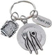 School Lunch Server & Food Service Employee Keychain; Plate & Sandwich Charm Keychain; Thank You Appreciation Keychain