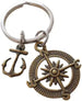 Bronze Compass Charm Keychain with Anchor Charm - I'd Be Lost Without You; Couples Keychain