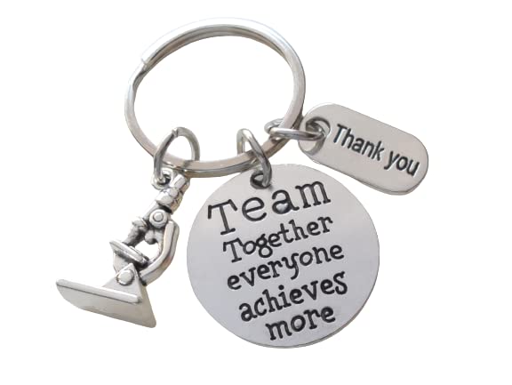 Medical or Science Team Charm Keychain with Team Disc Charm With Microscope Charm, Staff Thank You Keychain