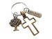 Bronze Cross Keychain with Tree Charm & Faith Tag Charm, Religious Keychain