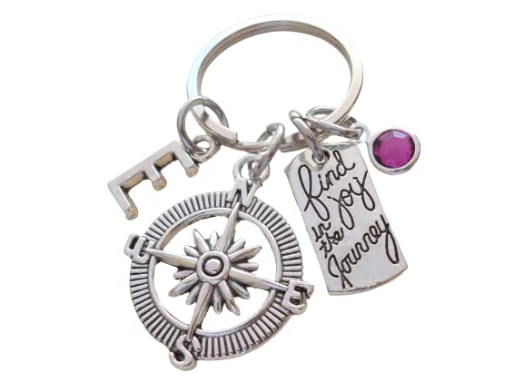 Custom Graduation Compass Charm Keychain with Find Joy in the Journey Charm, Class of 2024 Personalized Graduate Keychain, Gift for Graduate
