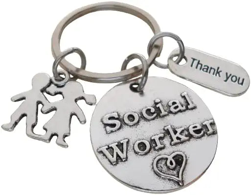 Social Worker Gift Keychain with Children Charm, Community Advocate Keychain, Thank you Gift