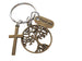 Bronze Tree, Cross, & Thank You Charm Keychain, Religious Teacher, Neighbor or Volunteer Keychain