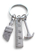 Hammer, Ruler, & Paint Brush Charm Keychain