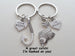 Silver Fish and Hook Keychain Set with For Keeps and I'm Yours Heart Charms; Couples Keychain Set
