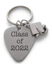 Custom Engraved Graduation Metal Guitar Pick Keychain with Graduate Charm, Class of 2024 Personalized Graduate Keychain, Gift for Graduate