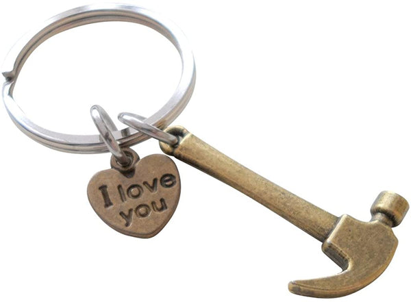 Grandpa's Bronze Hammer Keychain - My Grandpa Can Fix Anything; Fathers Gift Keychain