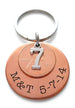 Custom Engraved Copper Disc Keychain with Penny and 7 Charm, 7 Year Anniversary Gift Keychain, Personalized Engraved Keychain