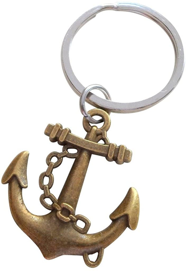 Large Bronze Anchor Keychain - You're The Anchor In My Life