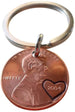 2004 Penny Keychain with Engraved Heart Around Year; 18 Year Anniversary Gift, Couples Keychain