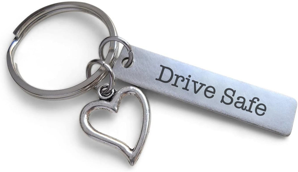 Drive Safe Engraved Steel Tag Keychain