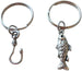 Spotted Fish and Hook Keychain Set - A Great Catch, I'm Hooked on You; Couples Keychain Set