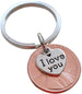 I Love You Heart Charm Layered Over 1987 Penny Keychain; 35 Year Anniversary Gift, Couples Keychain