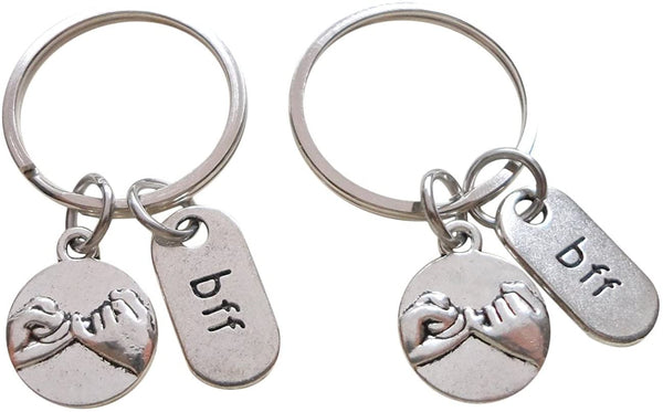 Double BFF Pinky Promise Keychains; Hand Bag Charm, Promise Gift, Best Friends Keychains