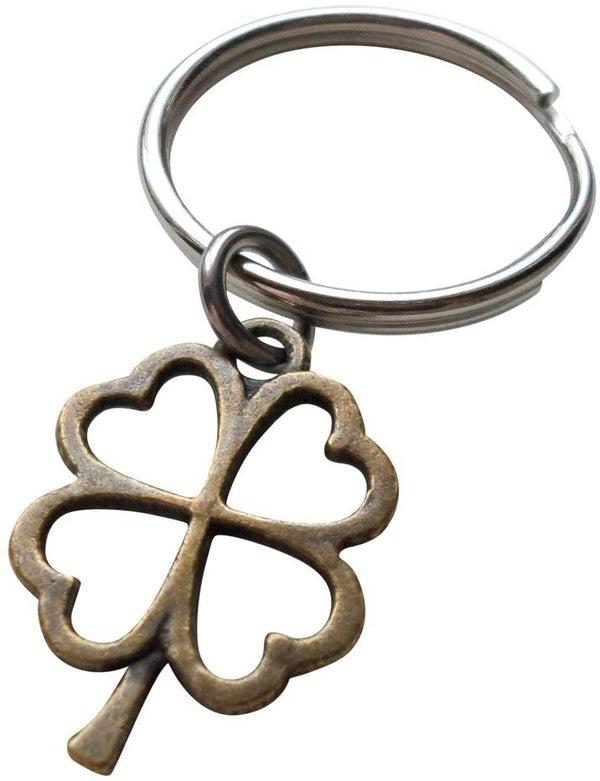 Bronze Four Leaf Clover Keychain - Lucky To Have You; 8 Year Anniversary Gift, Couples Keychain