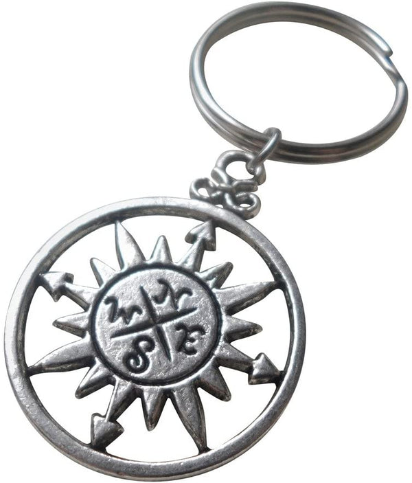 Sun Compass Keychain - I'd Be Lost Without You; Couples Keychain