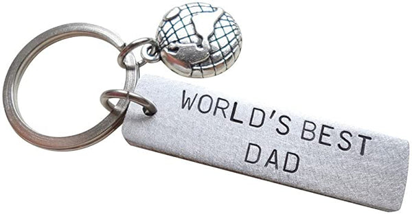 "World's Best Dad" Engraved Aluminum Tag Keychain; Father's Keychain