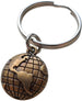 Bronze World Globe Keychain - You Mean The World To Me; 8 Year Anniversary Gift, Couples Keychain