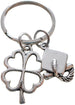 Clover Charm with Cap and Diploma Charm Graduation Keychain - Good Luck to the New Graduate; Graduation Gift