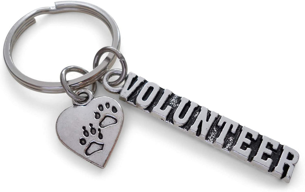 Animal Shelter Volunteer Appreciation Gift Keychain with Heart Paw Charm, Animal Rescue Volunteer Gift, Humane Society Volunteer, Thank You Gift