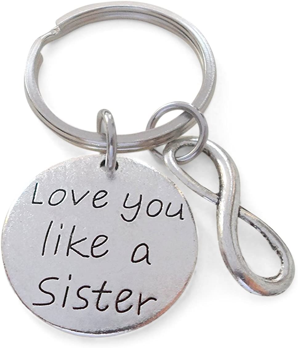 "Love You Like a Sister" Keychain With Infinity Symbol Charm