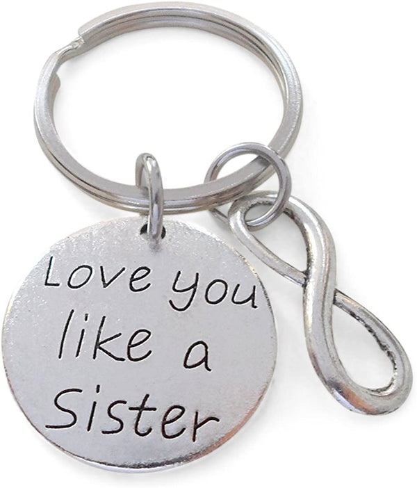 "Love You Like a Sister" Keychain With Infinity Symbol Charm