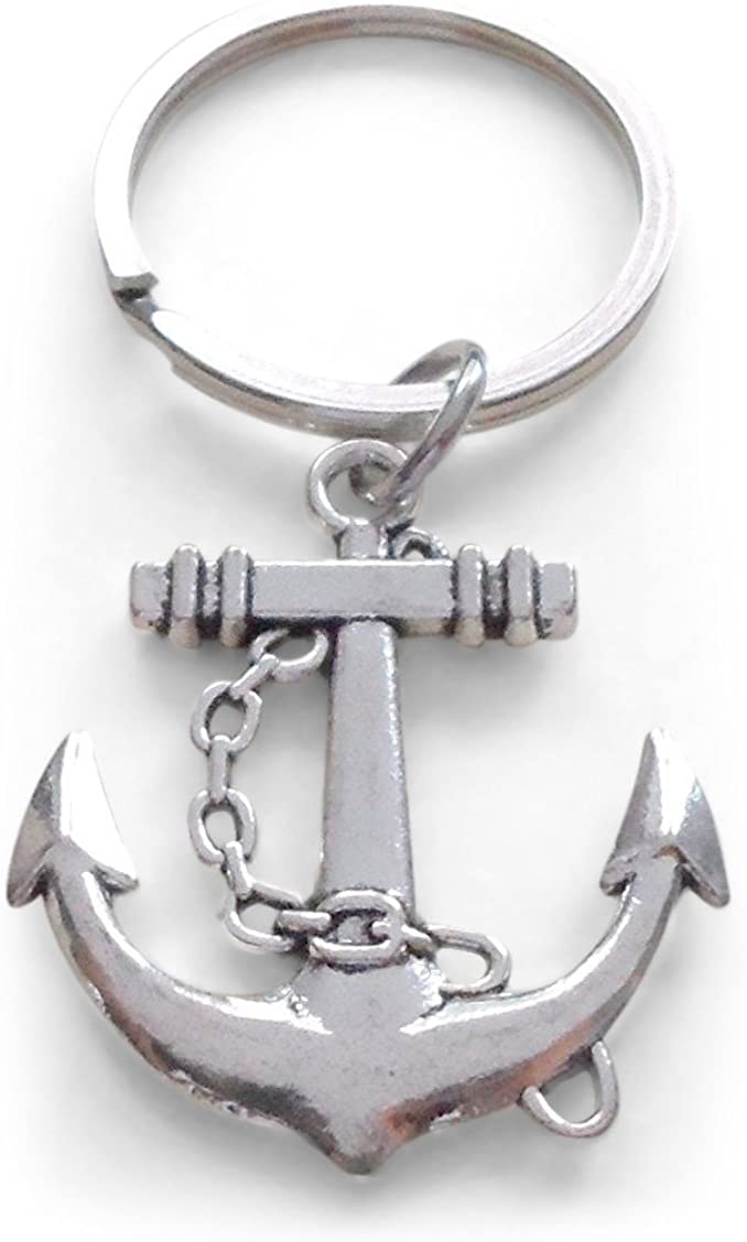 Large Silver Tone Anchor Keychain - "You're The Anchor In My Life"