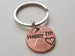 2015 US One Cent Penny Keychain with Engraved "Happy 7th" and Heart Around Year; 7 Year Anniversary Couples Keychain